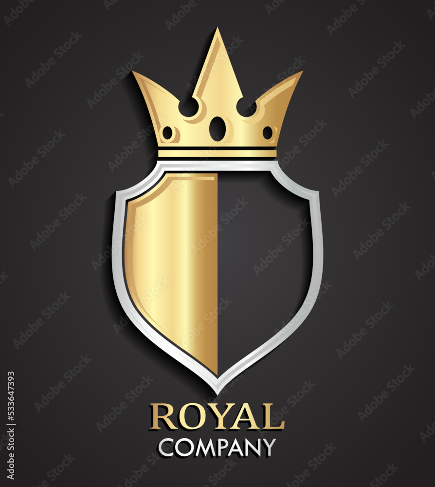 3d golden sworn silver shield heraldry logo 3d golden sworn silver shield heraldry logo