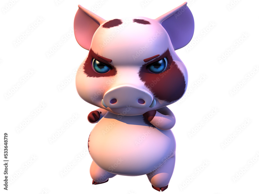 pig cartoon 3D cute pose