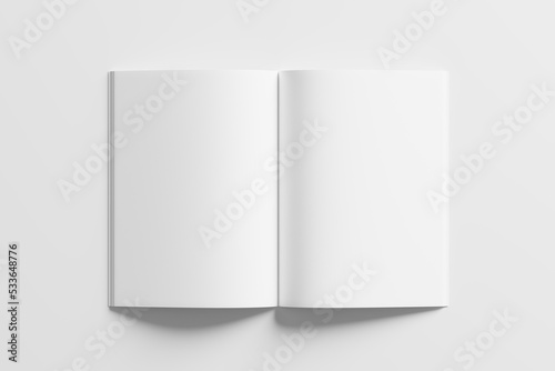 A4 A5 Magazine Brochure 3D Rendering White Blank Mockup © Threedy Artist
