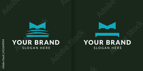 Simple bed logo designs vector