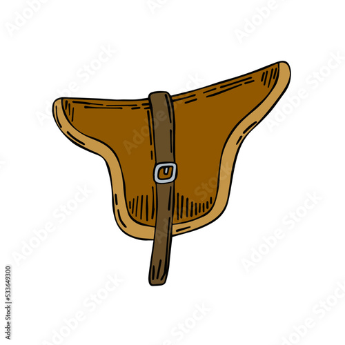 Horse saddle. riding seat. Old leather accessory