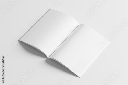 A4 A5 Magazine Brochure 3D Rendering White Blank Mockup © Threedy Artist