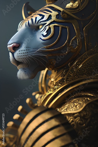 golden lion head on black background 