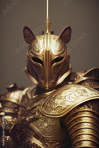 a warrior with golden armor 