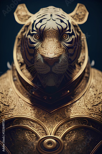 golden lion with golden armor 