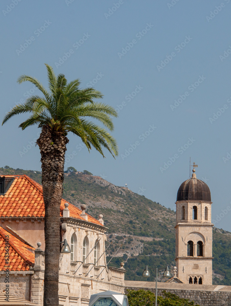 Medieval city tower in Dubrovnik Croatia