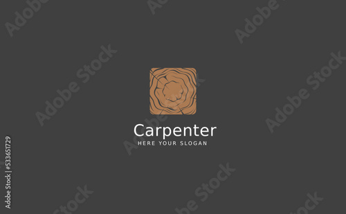 Carpenter Industry logo design. Wood log, woodwork handyman, home creative builder. simple minimalist icon vector illustration