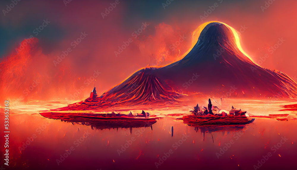 volcano art wallpaper