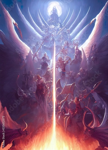Tela The final judgment in fantasy art style, dark fantasy characters cover,battle of