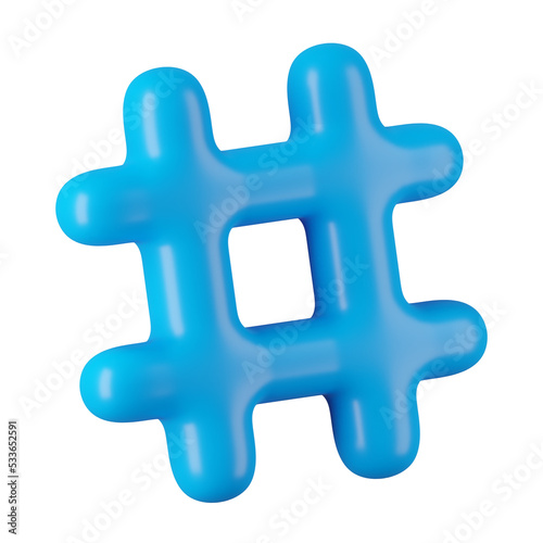 3d render of hashtag icon.