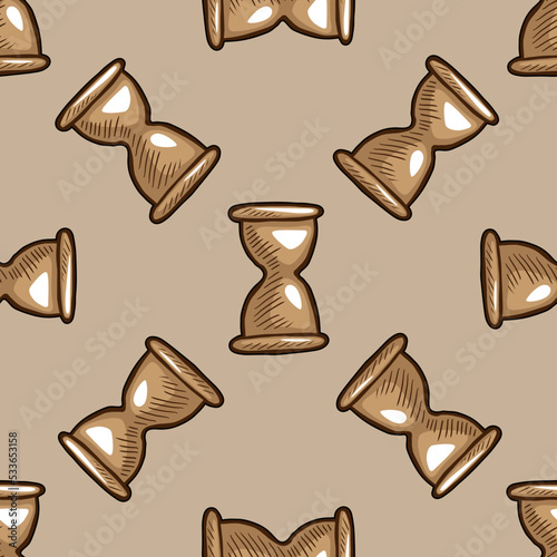 Hourglass icon vector seamless pattern