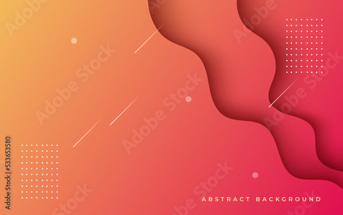 abstract red orange soft diagonal wavy shape light and shadow with halftone dots background. eps10 vector