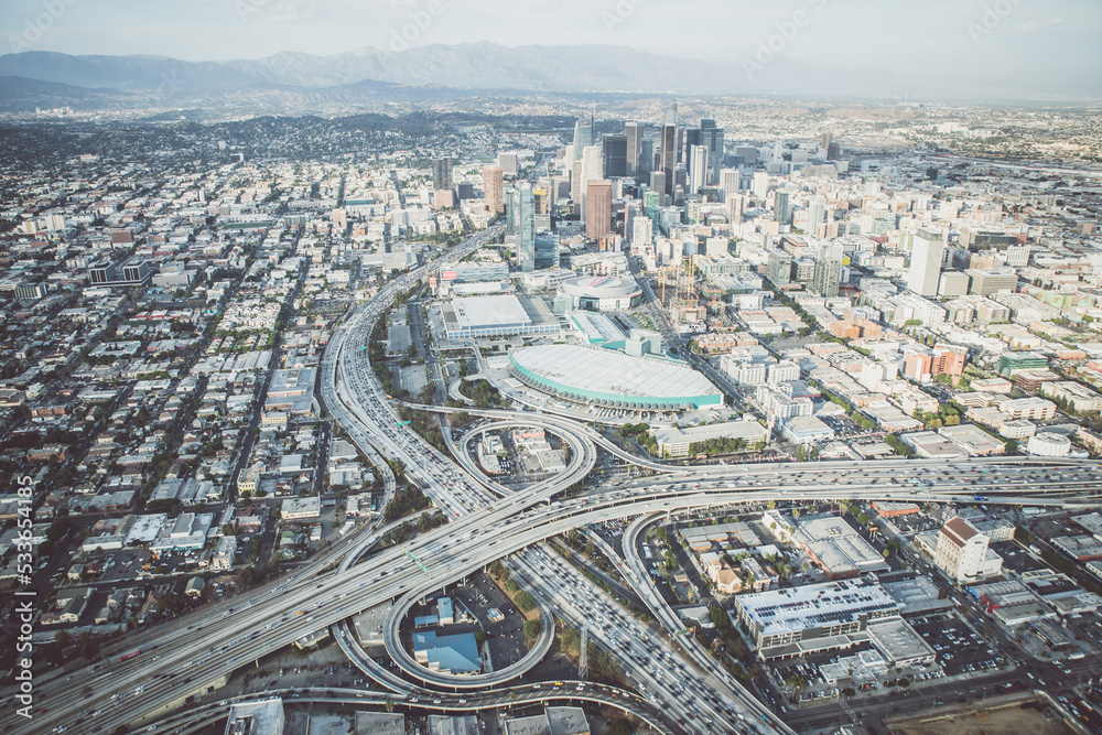Obraz premium Los angeles aerial view from helicopter