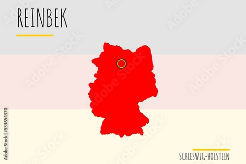 Reinbek: Illustration einer Markierung der Stadt Reinbek in den Umrissen von Deutschland im Bundesland Schleswig-Holstein photo