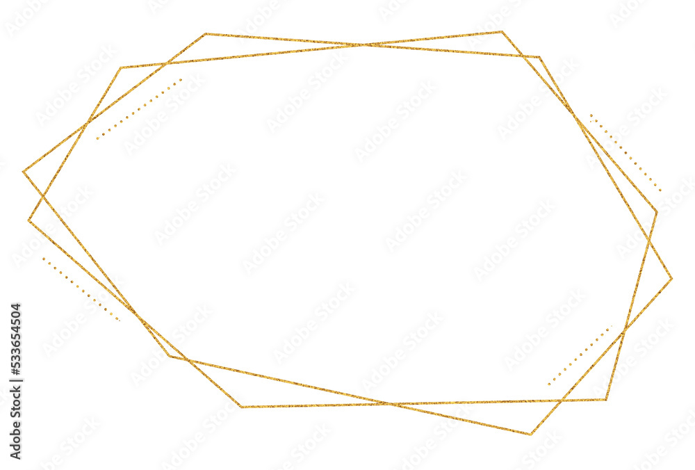 金色のフレーム　線と点　メッセージカード　お洒落な背景装飾イラスト