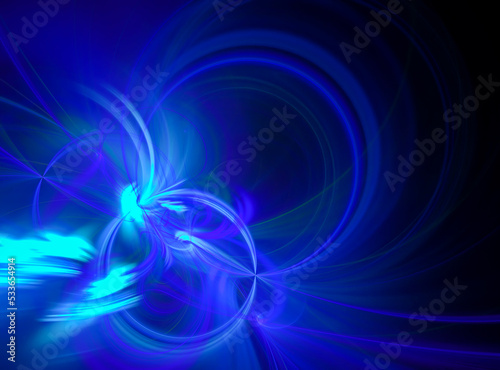 Rendering abstract blue fractal light background. Computer generated image for elegant background or high tech design