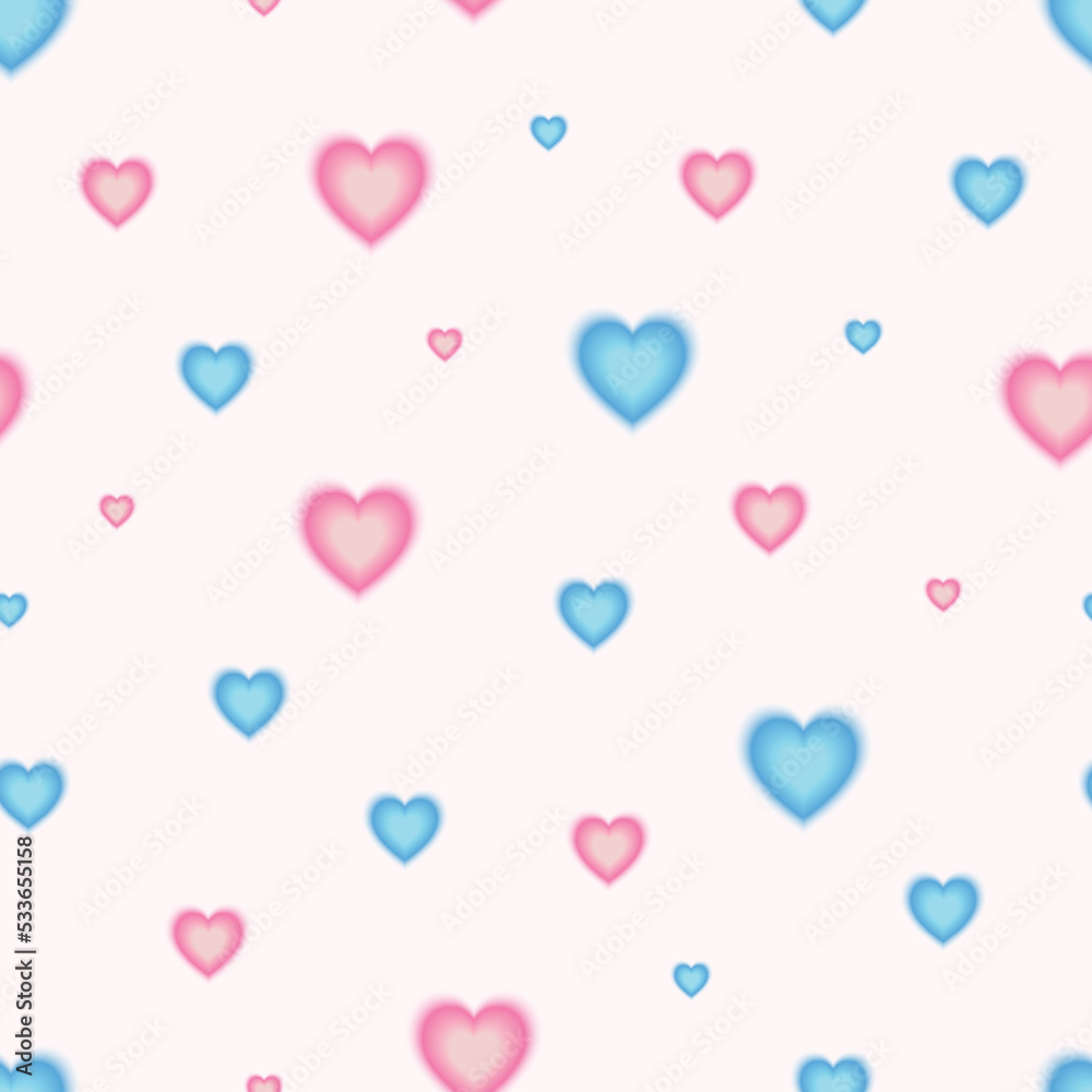 Blue and pink pastel bokeh light heart love pattern