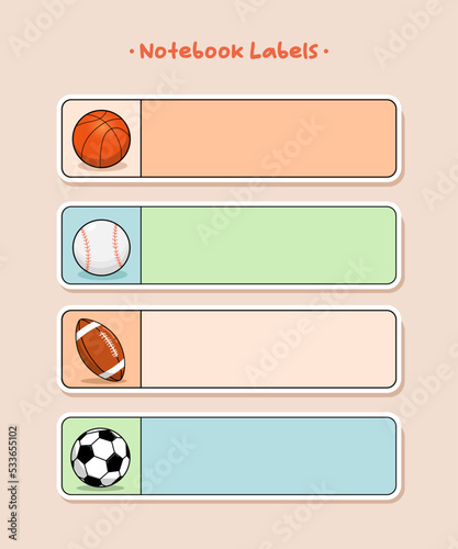 notebook label pack, ball sports equipment illustration #10