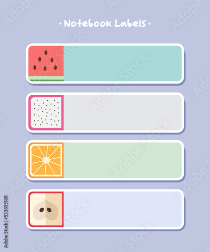 notebook label pack, fruits simple shape #03