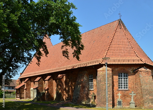 Historical Church in the Village Drakenburg at the River Weser, Lower Saxony