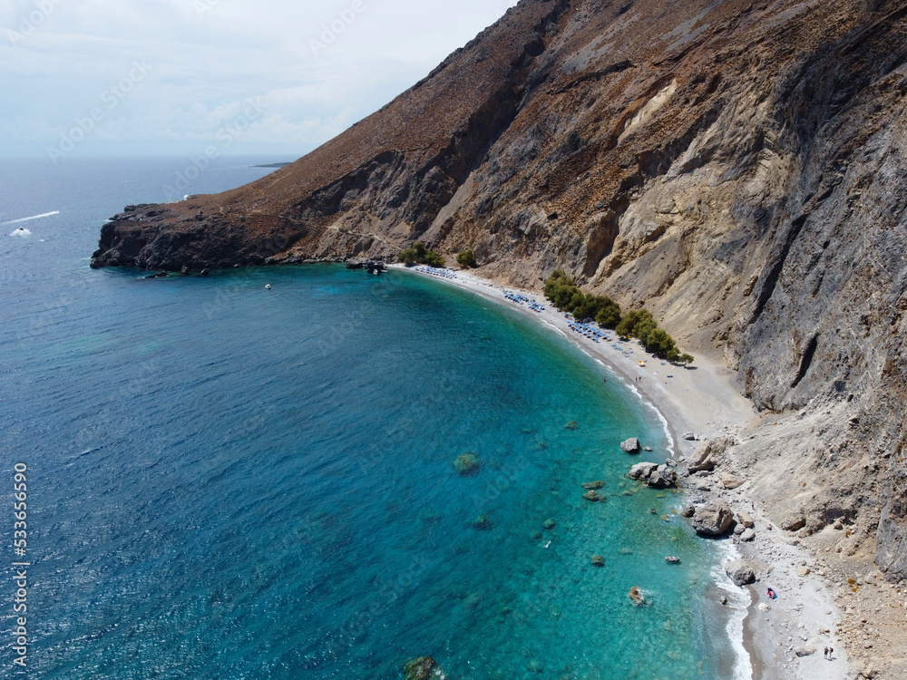 Plage de Glyka Nera, sweet water beach, Loutro, Chora Sfakion, Crète, Grèce, Europe