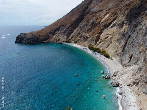 Fototapeta Naklejka Na Ścianę i Meble -  Plage de Glyka Nera, sweet water beach, Loutro, Chora Sfakion, Crète, Grèce, Europe