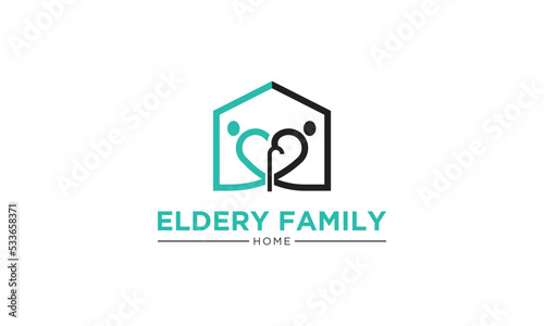 Elderly healthcare heart shaped logo. Nursing home care logo design with simple style