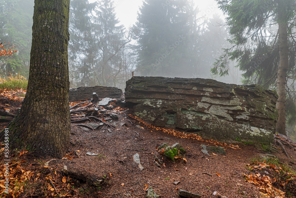 Burkov vrch hill summit in Moravskoslezske Beskydy mountains on czech - slovakian borders Burkov vrch hill summit in Moravskoslezske Beskydy mountains on czech - slovakian borders