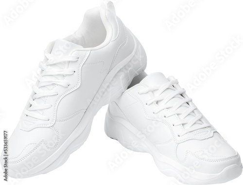 New pair of white sneakers isolated on white background