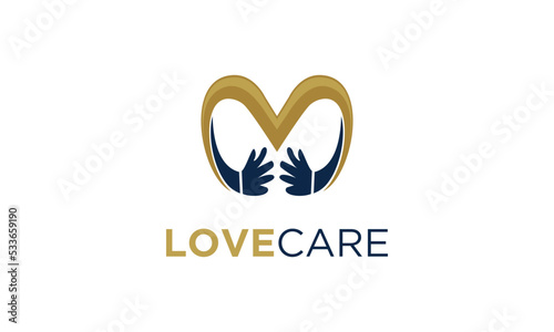 Love with care, hand care about humanity of icon illustration with the concept