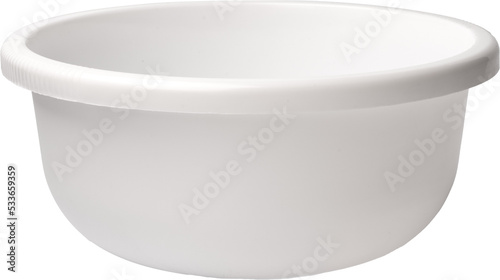Slika na platnu Plastic empty basin isolated on white background, close up