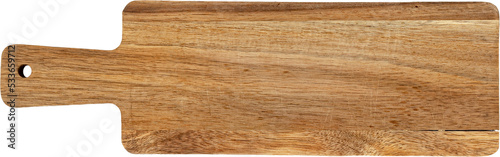 Wooden cutting board on a white background  close up