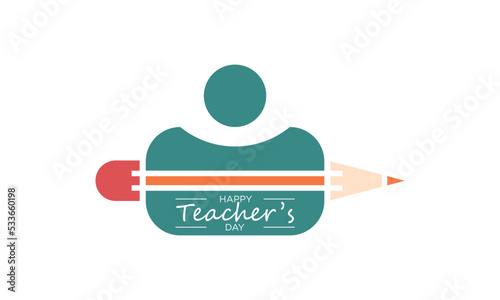 World, international happy Teacher's Day vector design, teachers day handwritten logo design, heart teacher's day logo template illustration.