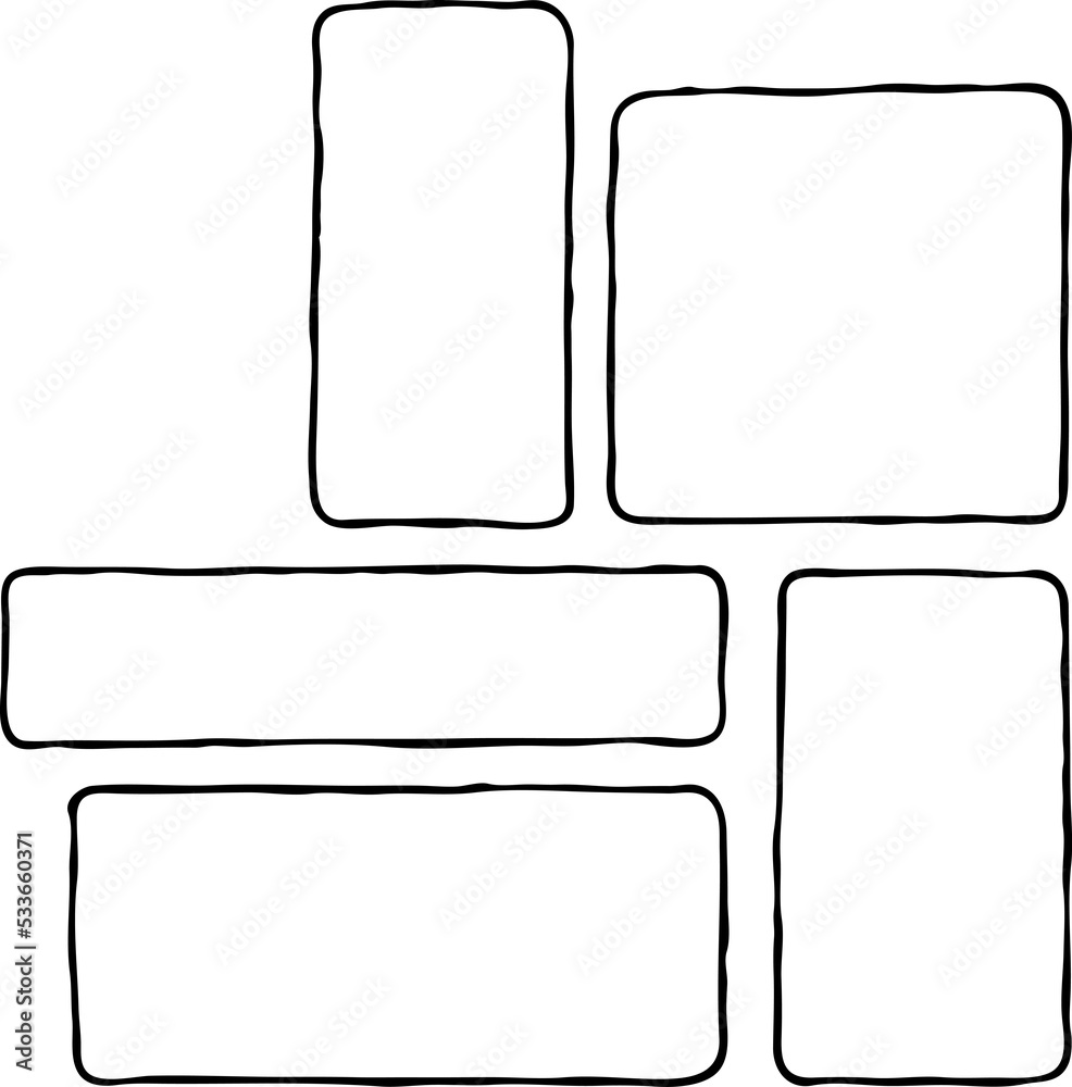 Comic page composition for backdrop layout. Black line graphic hand drawn illustration. Information box space for text, pictures, design. Decorative element borders vintage style hand drawing. Comic page composition for backdrop layout. Black line graphic hand drawn illustration. Information box space for text, pictures, design. Decorative element borders vintage style hand drawing.