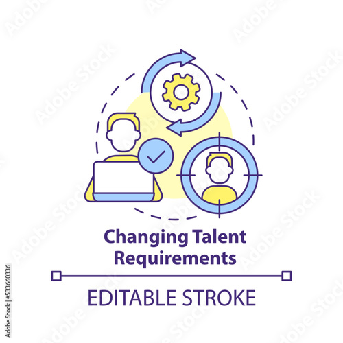 Changing talent requirements concept icon. Punditized business trend abstract idea thin line illustration. Isolated outline drawing. Editable stroke. Arial, Myriad Pro-Bold fonts used