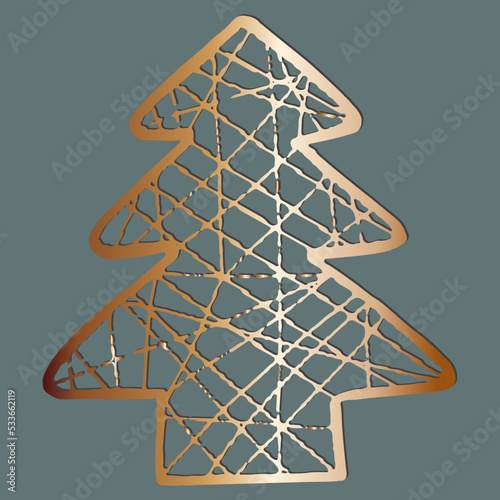 golden Christmas tree sign on a green background