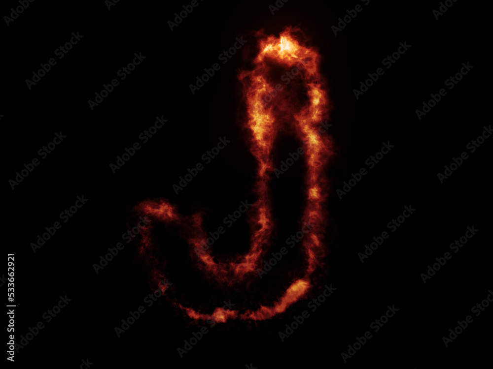 Flame Fonts. Letter J covered in fire Flame Fonts. Letter J covered in fire