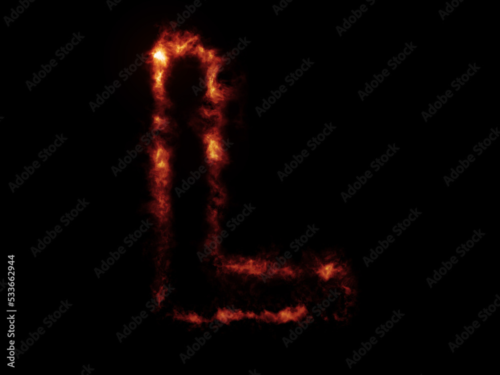 Flame Fonts. Letter L covered in fire Flame Fonts. Letter L covered in fire