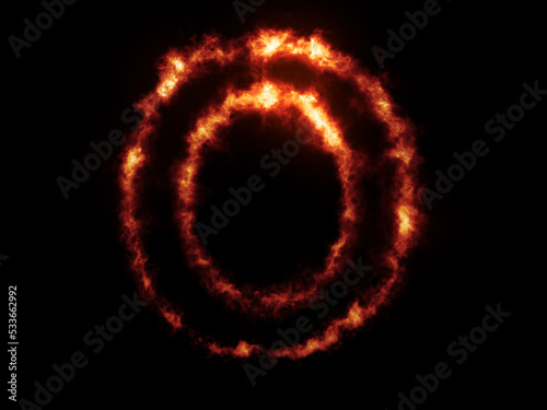 Flame Fonts. Letter O covered in fire