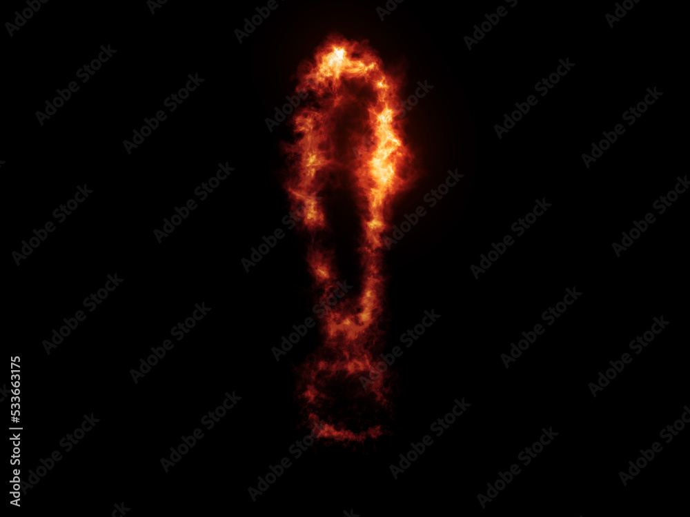Flame Fonts. Exclamation mark covered in fire Flame Fonts. Exclamation mark covered in fire