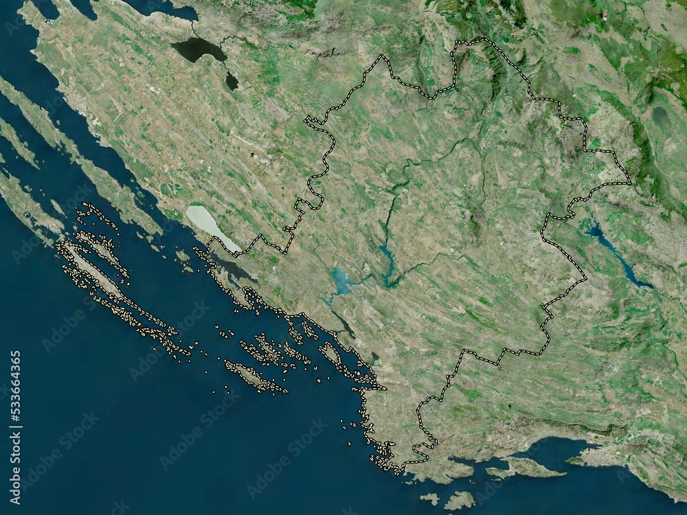 Sibensko-Kninska, Croatia. High-res satellite. No legend Sibensko-Kninska, Croatia. High-res satellite. No legend