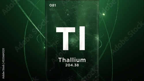 Thallium (Tl) symbol chemical element of the periodic table, 3D animation on atom design background photo