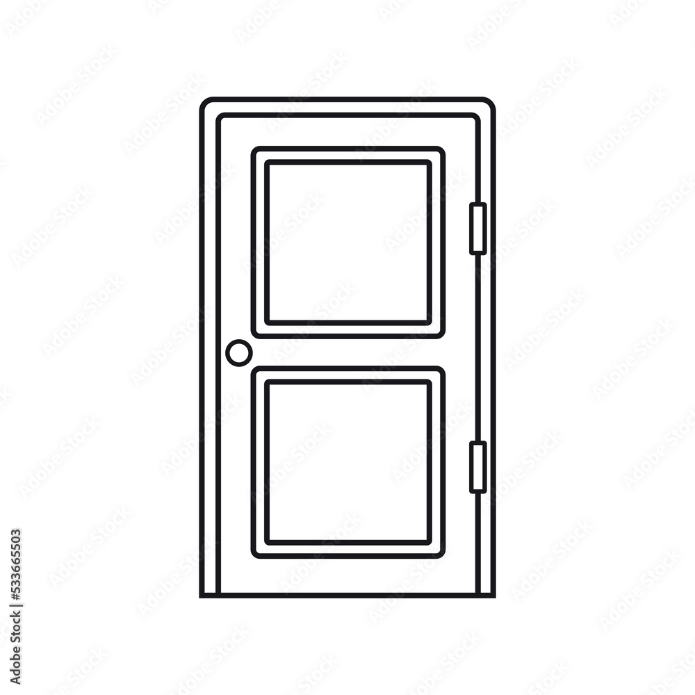 Vector flat outline door icon isolated on white background Vector flat outline door icon isolated on white background