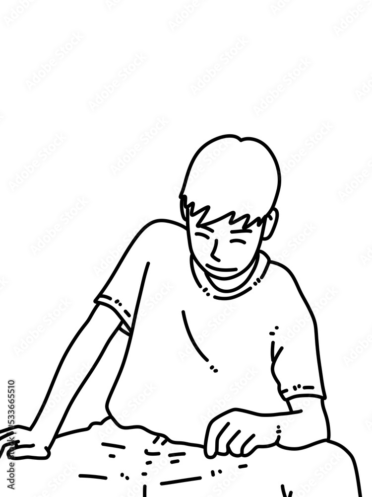 black and white of cute man cartoon for coloring black and white of cute man cartoon for coloring