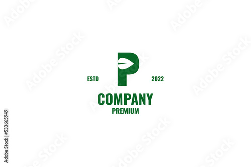 Letter P combination leaf logo design vector illustration idea
