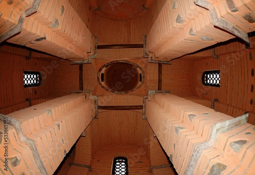 Fisheye view of the interior of the Golden Gate dome in Kyiv, Ukraine