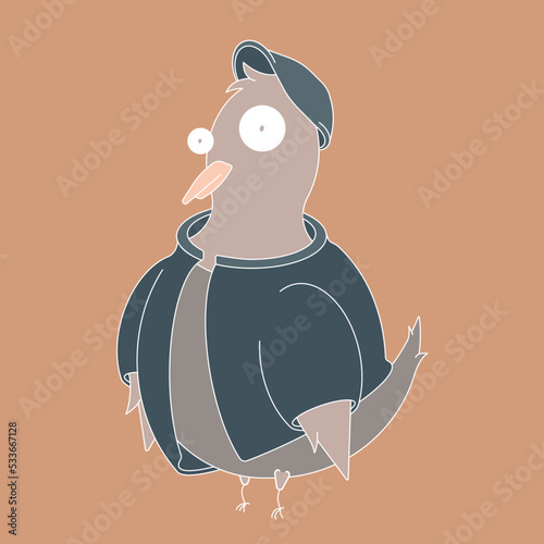 Vector illustration, a bandit pigeon in sportswear