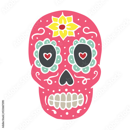 Vector hand drawn doodle sketch Mexican sugar skull isolated on white background
