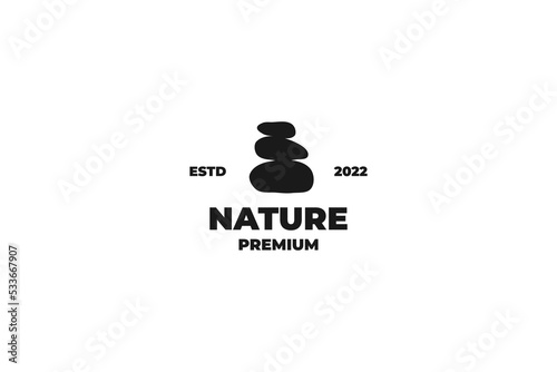 Zen stone rock balancing logo design vector template