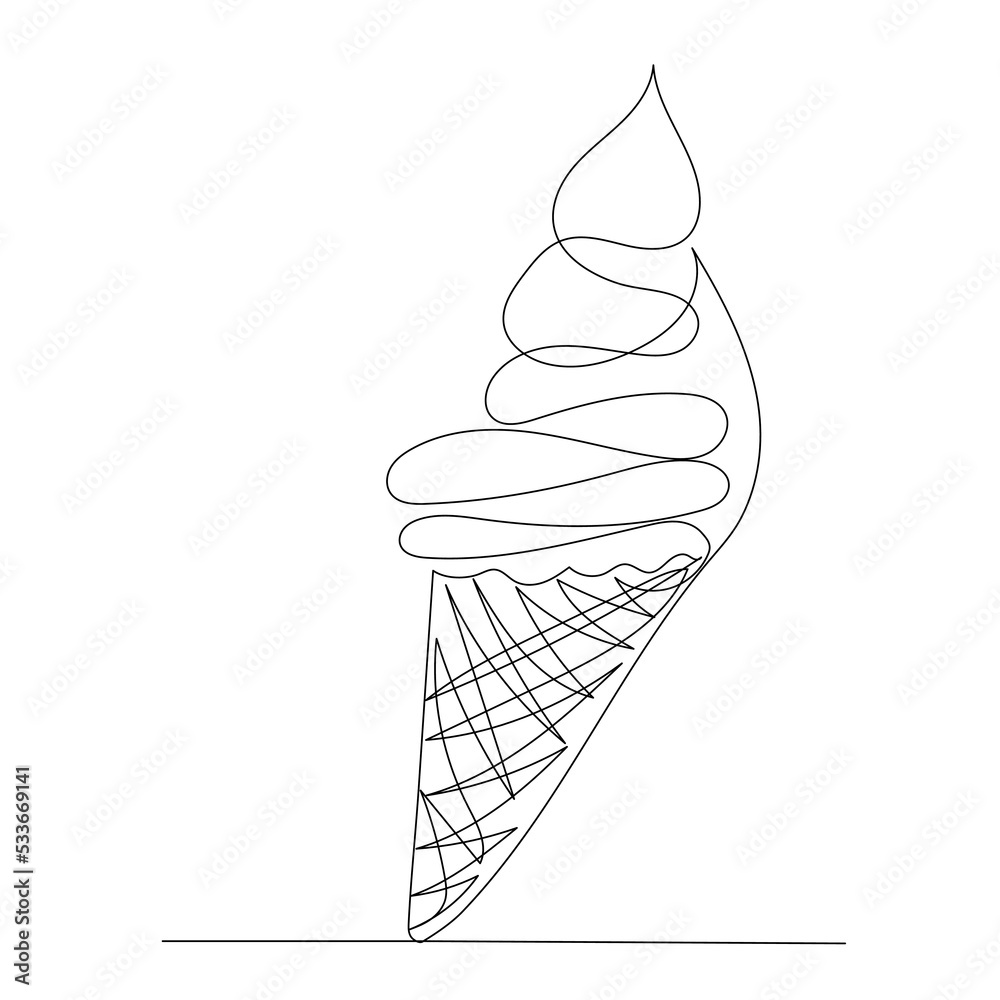 ice cream one line drawing, sketch vector ice cream one line drawing, sketch vector